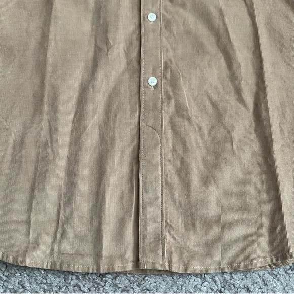 French Connection Corduroy Button Down Shirt Tan Mens Size S - Picture 2 of 13